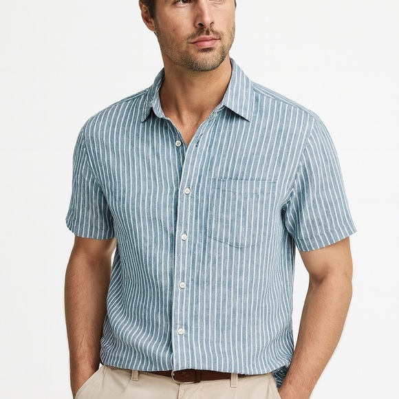 J.Crew Mercantile Cotton Button-Up Shirt Blue White Striped Classic Preppy XL - Picture 11 of 11